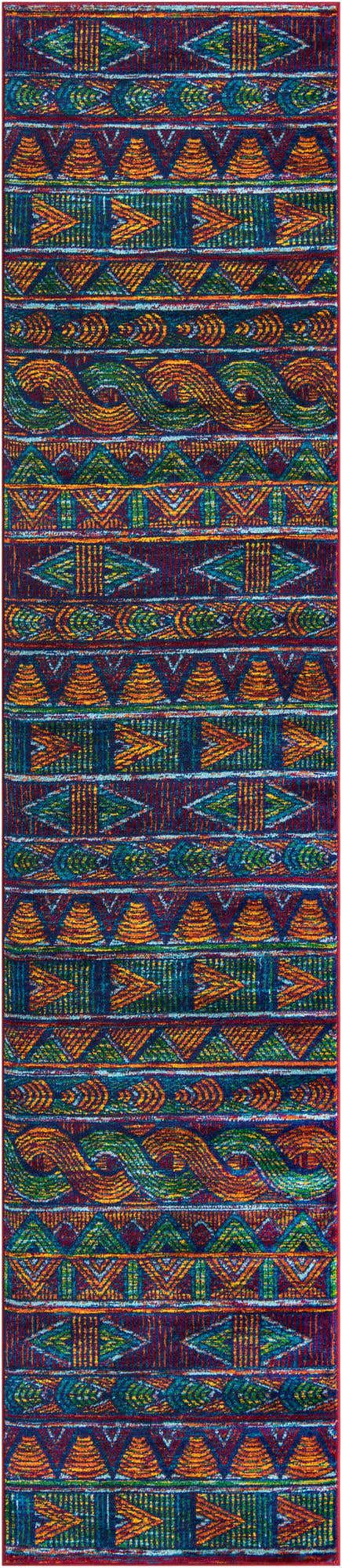 Multicolor 2' 7 x 12' Calypso Runner Area Rug 100% Polypropylene With Cotton Backing Colorful Vivid Traditional Design Carpet for Living Office Dining Rooms for Sale at Rug Engine