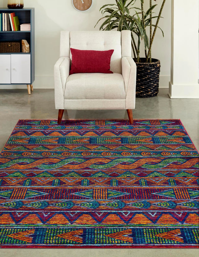 Multicolor 9' x 12' Calypso Rectangle Area Rug 100% Polypropylene With Cotton Backing Colorful Vivid Traditional Design Carpet for Living Office Dining Rooms for Sale at Rug Engine