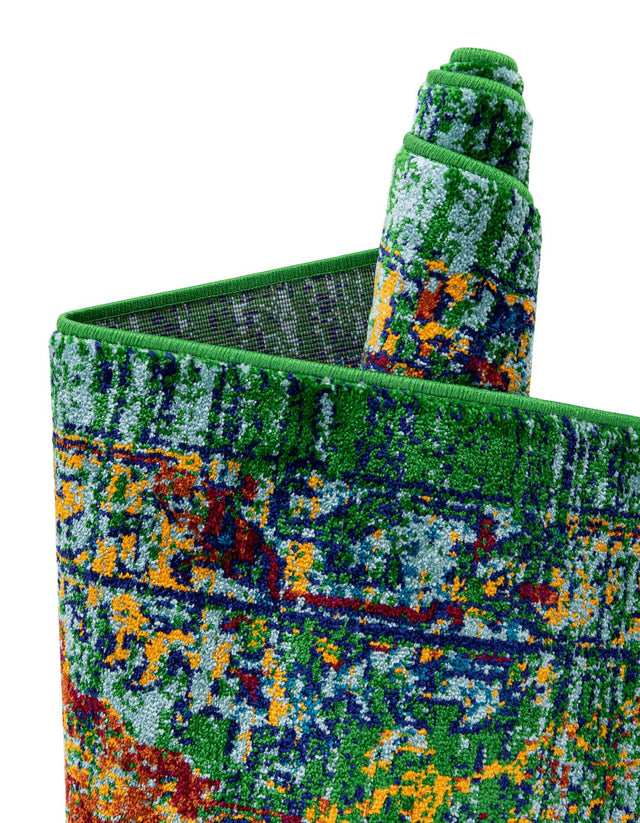 Green 7' 10 x 10' Calypso Rectangle Area Rug 100% Polypropylene With Cotton Backing Colorful Vivid Traditional Design Carpet for Living Office Dining Rooms for Sale at Rug Engine