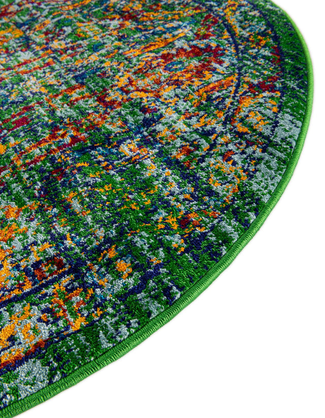 Green 7' 10 x 7' 10 Calypso Round Area Rug 100% Polypropylene With Cotton Backing Colorful Vivid Traditional Design Carpet for Living Office Dining Rooms for Sale at Rug Engine