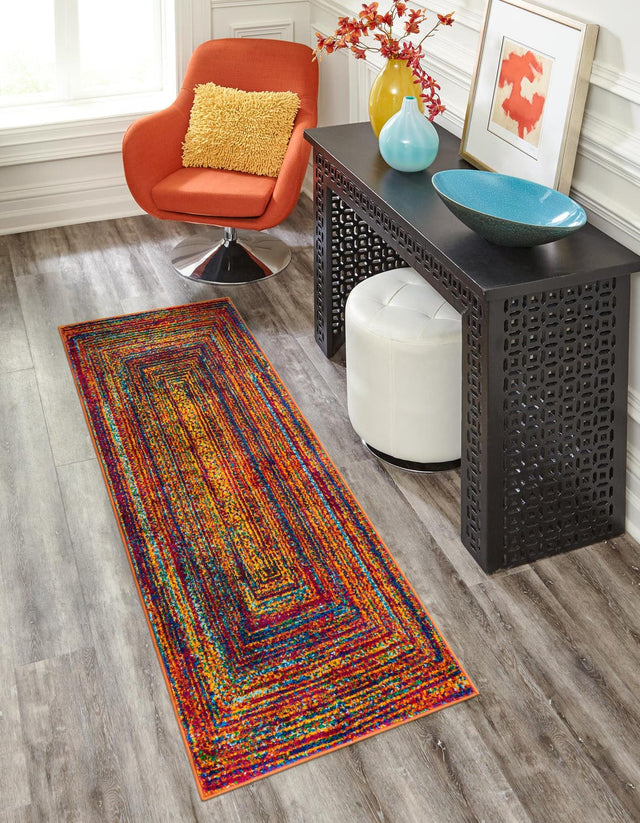 Multicolor 2' 7 x 12' Calypso Runner Area Rug 100% Polypropylene With Cotton Backing Colorful Vivid Traditional Design Carpet for Living Office Dining Rooms for Sale at Rug Engine