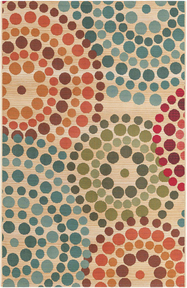 Beige 3' 3 x 5' 3 Outdoor Modern Rectangle Area Rug Weather Resistant for Patio, Deck, Terrace, Balcony, Porch 100% Polypropylene Modern Outside Carpet for Sale at Rug Engine
