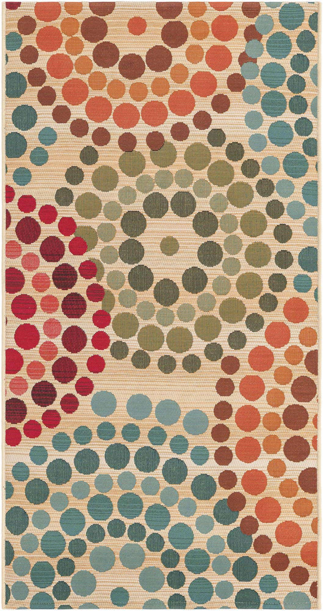 Beige 2' 7 x 5' 3 Outdoor Modern Runner Area Rug Weather Resistant for Patio, Deck, Terrace, Balcony, Porch 100% Polypropylene Modern Outside Carpet for Sale at Rug Engine