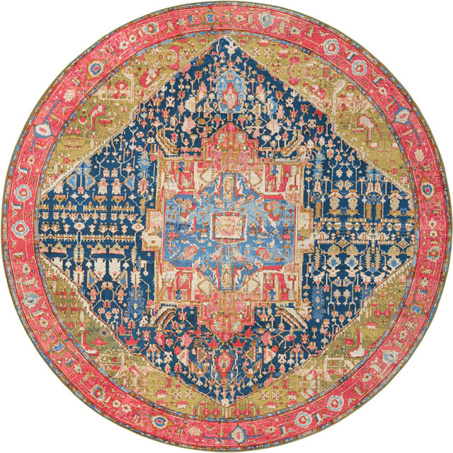 Multicolor 10' x 10' Outdoor Traditional Round Area Rug Weather Resistant for Patio, Deck, Terrace, Balcony, Porch Classical Design Outside Carpet for Sale at Rug Engine