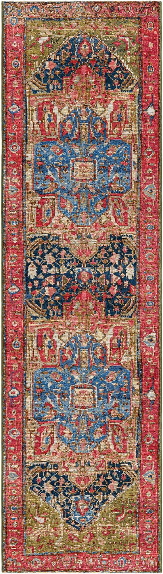 Multicolor 2' 7 x 10' Outdoor Traditional Runner Area Rug Weather Resistant for Patio, Deck, Terrace, Balcony, Porch Classical Design Outside Carpet for Sale at Rug Engine