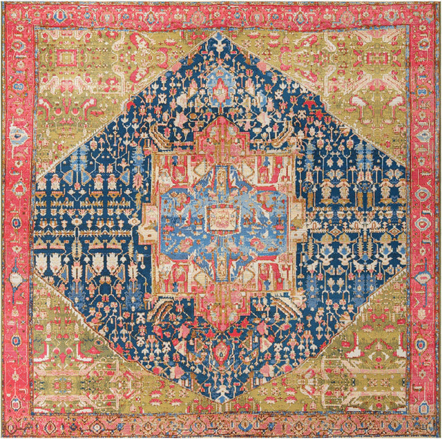 Multicolor 10' x 10' Outdoor Traditional Square Area Rug Weather Resistant for Patio, Deck, Terrace, Balcony, Porch Classical Design Outside Carpet for Sale at Rug Engine