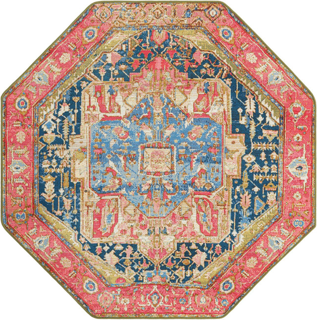 Multicolor 5' 3 x 5' 3 Outdoor Traditional Octagon Area Rug Weather Resistant for Patio, Deck, Terrace, Balcony, Porch Classical Design Outside Carpet for Sale at Rug Engine