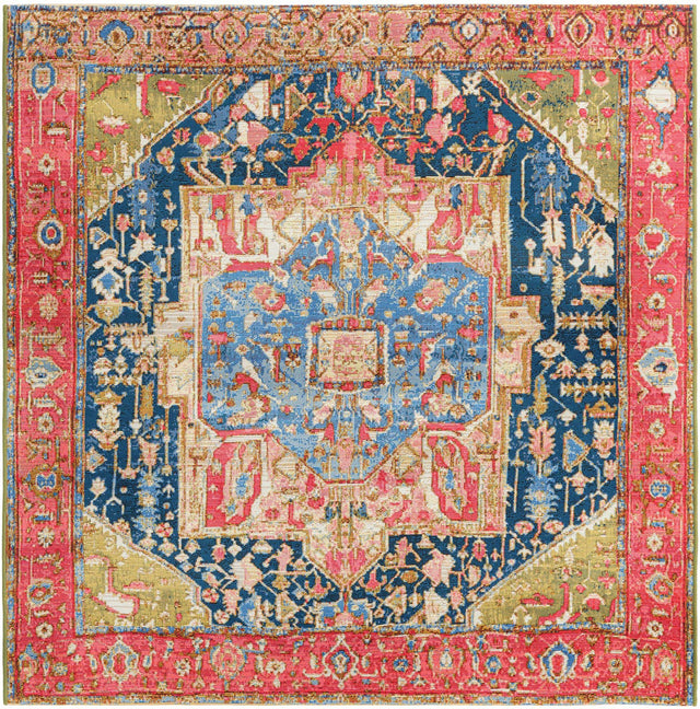Multicolor 5' 3 x 5' 3 Outdoor Traditional Square Area Rug Weather Resistant for Patio, Deck, Terrace, Balcony, Porch Classical Design Outside Carpet for Sale at Rug Engine