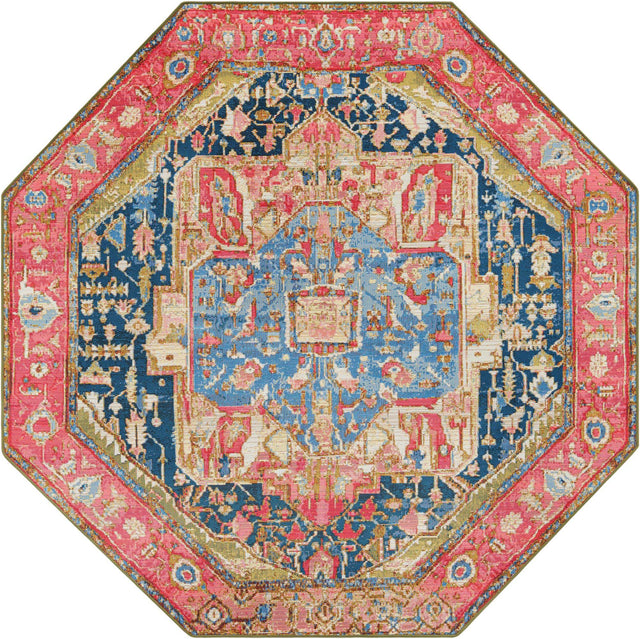 Multicolor 7' 1 x 7' 1 Outdoor Traditional Octagon Area Rug Weather Resistant for Patio, Deck, Terrace, Balcony, Porch Classical Design Outside Carpet for Sale at Rug Engine