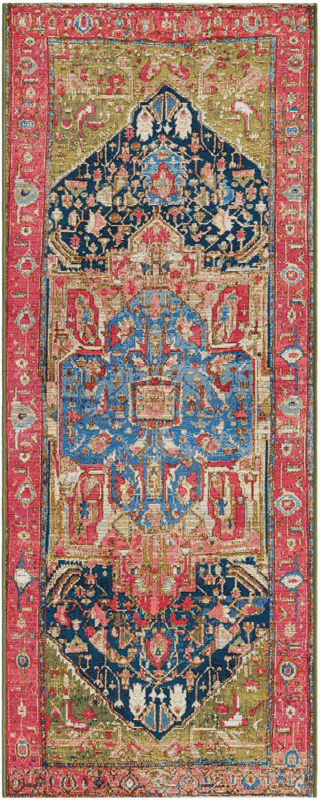 Multicolor 2' 7 x 7' 1 Outdoor Traditional Runner Area Rug Weather Resistant for Patio, Deck, Terrace, Balcony, Porch Classical Design Outside Carpet for Sale at Rug Engine