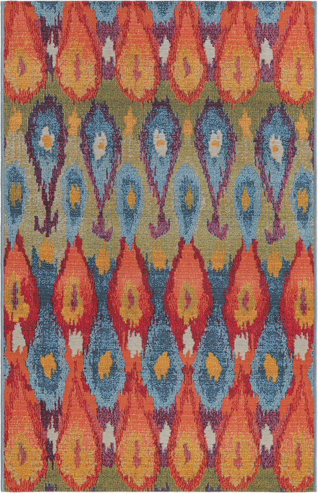 Multicolor 3' 3 x 5' 3 Outdoor Modern Rectangle Area Rug Weather Resistant for Patio, Deck, Terrace, Balcony, Porch 100% Polypropylene Modern Outside Carpet for Sale at Rug Engine