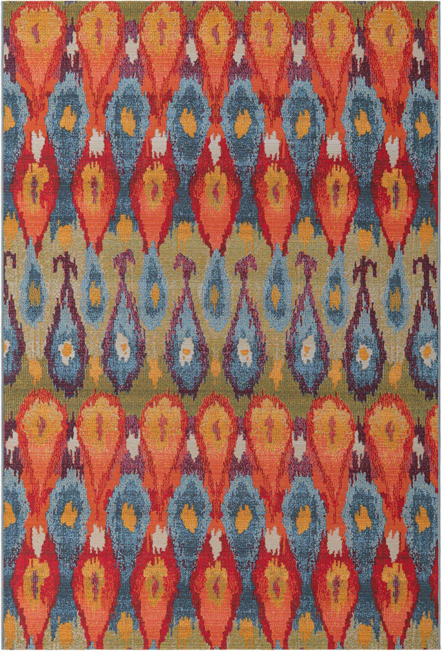 Multicolor 6' 1 x 9' Outdoor Modern Rectangle Area Rug Weather Resistant for Patio, Deck, Terrace, Balcony, Porch 100% Polypropylene Modern Outside Carpet for Sale at Rug Engine