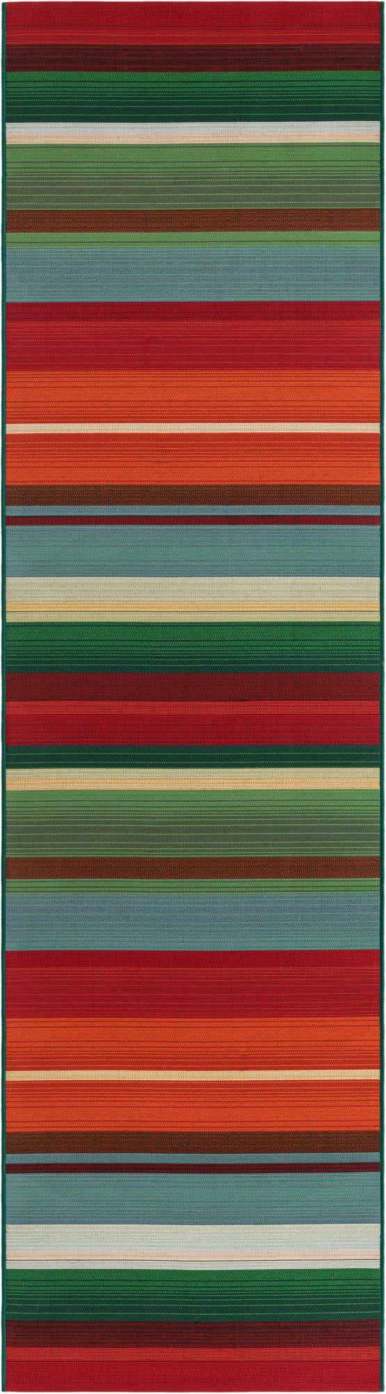 Multicolor 2' 7 x 10' Outdoor Modern Runner Area Rug Weather Resistant for Patio, Deck, Terrace, Balcony, Porch 100% Polypropylene Modern Outside Carpet for Sale at Rug Engine