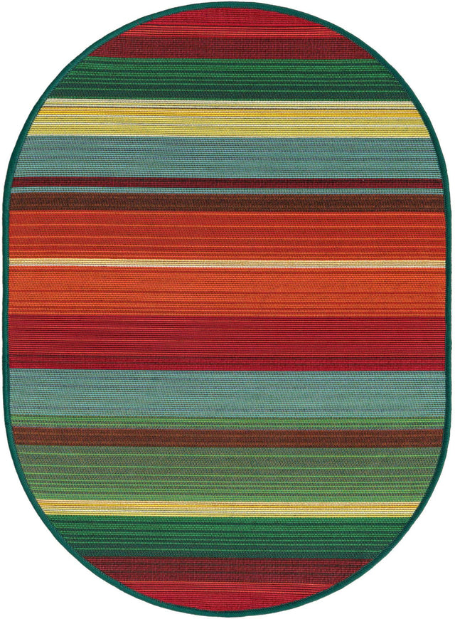 Multicolor 2' 2 x 3' 1 Outdoor Modern Oval Area Rug Weather Resistant for Patio, Deck, Terrace, Balcony, Porch 100% Polypropylene Modern Outside Carpet for Sale at Rug Engine