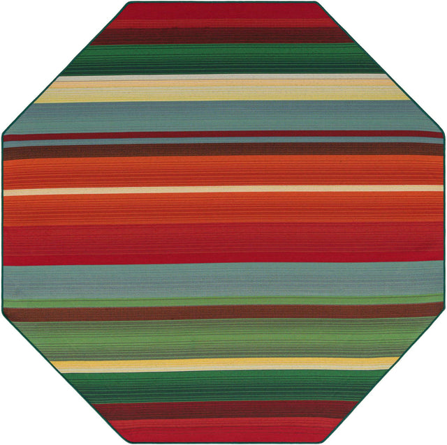 Multicolor 7' 1 x 7' 1 Outdoor Modern Octagon Area Rug Weather Resistant for Patio, Deck, Terrace, Balcony, Porch 100% Polypropylene Modern Outside Carpet for Sale at Rug Engine
