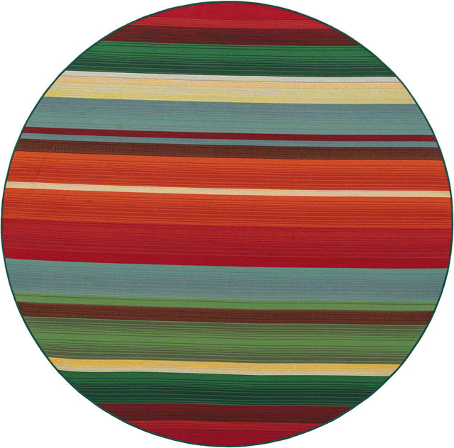 Multicolor 7' 1 x 7' 1 Outdoor Modern Round Area Rug Weather Resistant for Patio, Deck, Terrace, Balcony, Porch 100% Polypropylene Modern Outside Carpet for Sale at Rug Engine