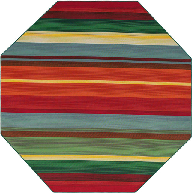 Multicolor 7' 10 x 7' 10 Outdoor Modern Octagon Area Rug Weather Resistant for Patio, Deck, Terrace, Balcony, Porch 100% Polypropylene Modern Outside Carpet for Sale at Rug Engine