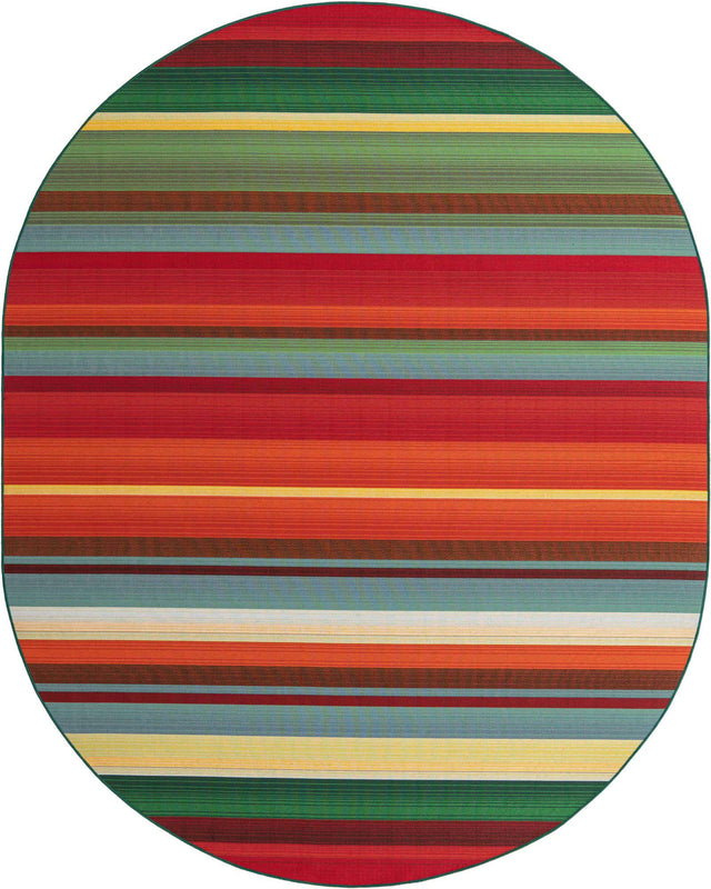 Multicolor 7' 10 x 10' Outdoor Modern Oval Area Rug Weather Resistant for Patio, Deck, Terrace, Balcony, Porch 100% Polypropylene Modern Outside Carpet for Sale at Rug Engine