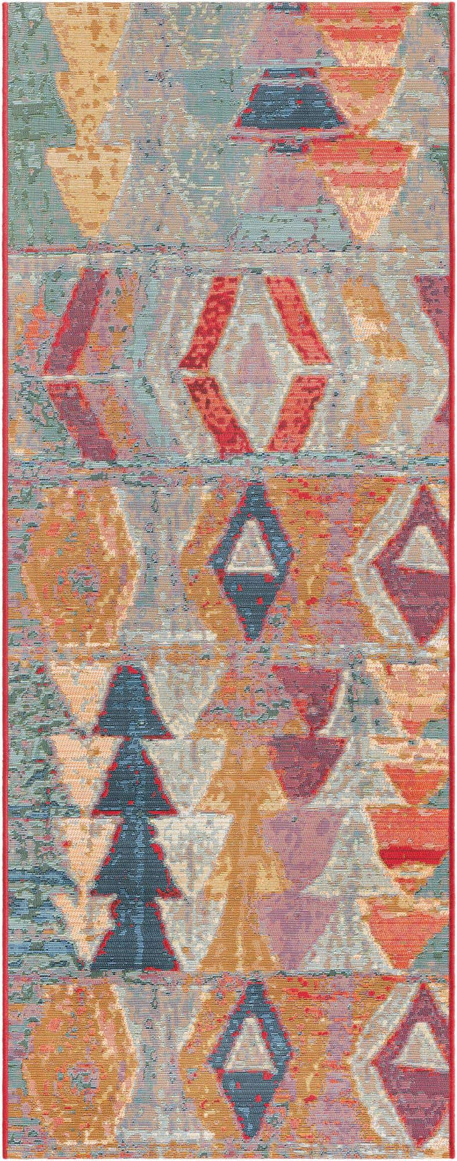 Multicolor 2' 7 x 7' 1 Outdoor Modern Runner Area Rug Weather Resistant for Patio, Deck, Terrace, Balcony, Porch 100% Polypropylene Modern Outside Carpet for Sale at Rug Engine