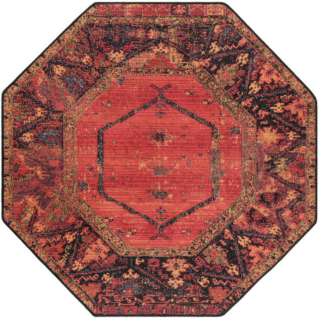 Multicolor 4' 1 x 4' 1 Outdoor Tribal Octagon Area Rug Weather Resistant for Patio, Deck, Terrace, Balcony, Porch Traditional Design Water Safe Outside Carpet for Sale at Rug Engine
