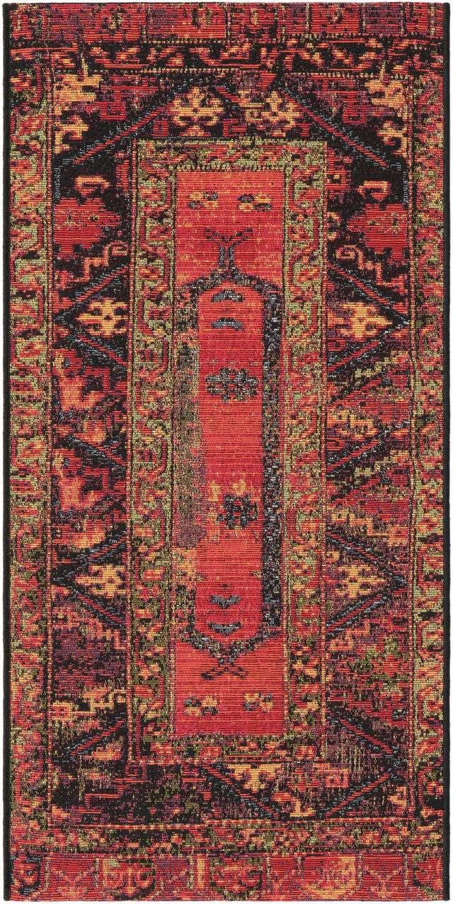 Multicolor 2' x 4' 1 Outdoor Tribal Runner Area Rug Weather Resistant for Patio, Deck, Terrace, Balcony, Porch Traditional Design Water Safe Outside Carpet for Sale at Rug Engine