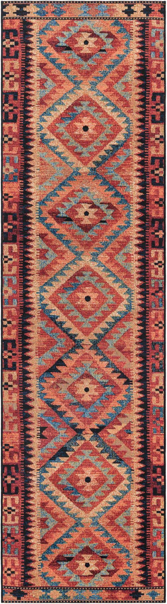 Multicolor 2' 7 x 10' Outdoor Tribal Runner Area Rug Weather Resistant for Patio, Deck, Terrace, Balcony, Porch Traditional Design Water Safe Outside Carpet for Sale at Rug Engine