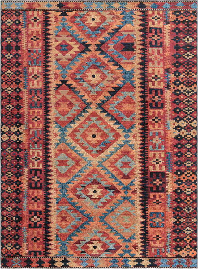 Multicolor 7' 10 x 11' Outdoor Tribal Rectangle Area Rug Weather Resistant for Patio, Deck, Terrace, Balcony, Porch Traditional Design Water Safe Outside Carpet for Sale at Rug Engine