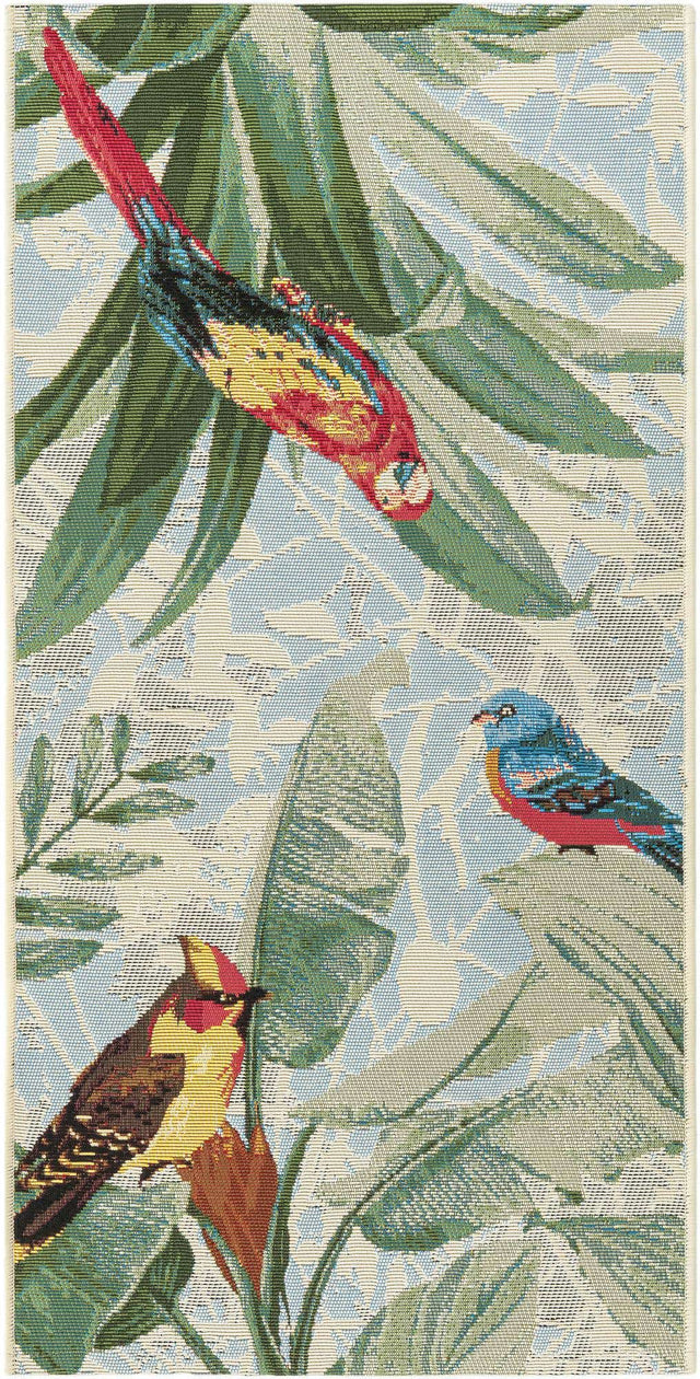 Multicolor 2' x 4' 1 Outdoor Botanical Runner Area Rug Weather Resistant for Patio, Deck, Terrace, Balcony, Porch Polypropylene Garden Floral Tropical Carpet for Sale at Rug Engine