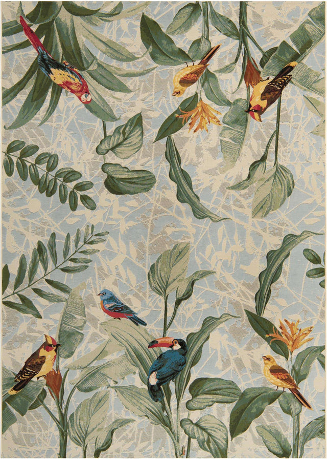 Multicolor 7' 1 x 10' Outdoor Botanical Rectangle Area Rug Weather Resistant for Patio, Deck, Terrace, Balcony, Porch Polypropylene Garden Floral Tropical Carpet for Sale at Rug Engine