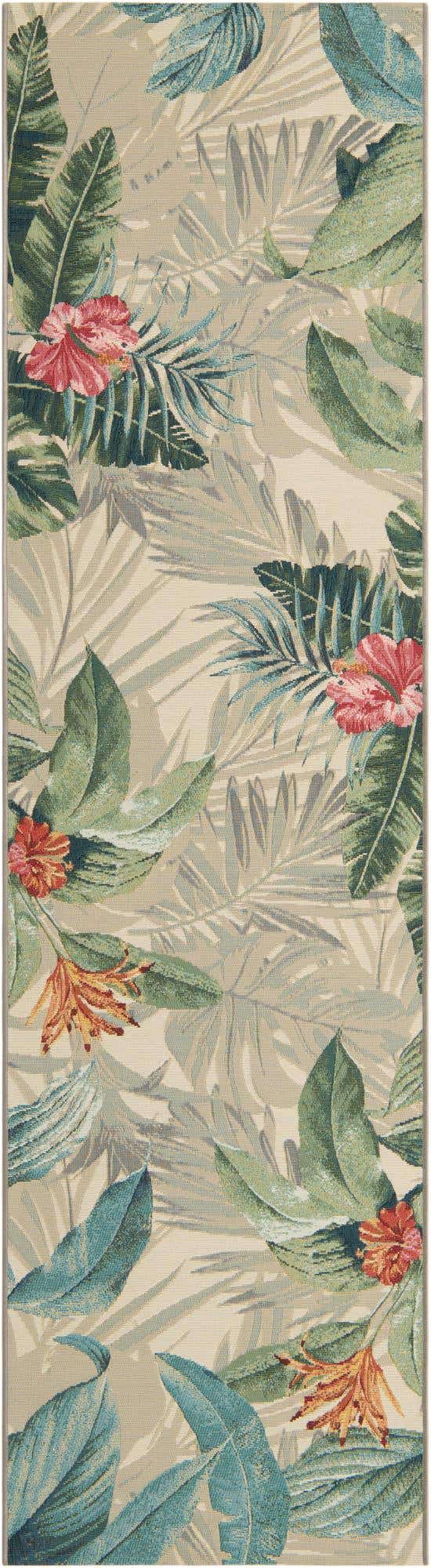 Multicolor 2' 7 x 10' Outdoor Botanical Runner Area Rug Weather Resistant for Patio, Deck, Terrace, Balcony, Porch Polypropylene Garden Floral Tropical Carpet for Sale at Rug Engine