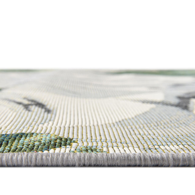 Multicolor 5' 3 x 5' 3 Outdoor Botanical Octagon Area Rug Weather Resistant for Patio, Deck, Terrace, Balcony, Porch Polypropylene Garden Floral Tropical Carpet for Sale at Rug Engine