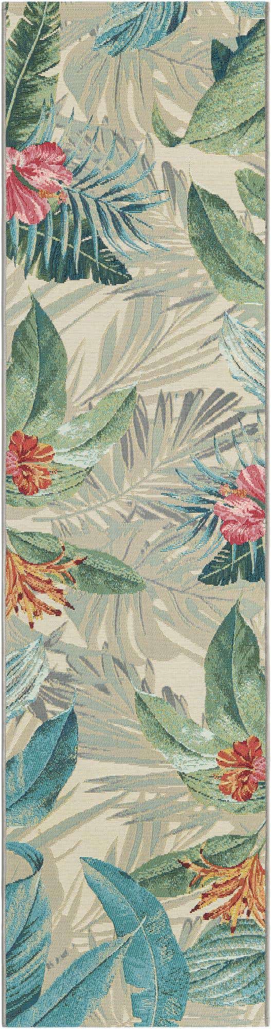 Multicolor 2' x 8' Outdoor Botanical Runner Area Rug Weather Resistant for Patio, Deck, Terrace, Balcony, Porch Polypropylene Garden Floral Tropical Carpet for Sale at Rug Engine