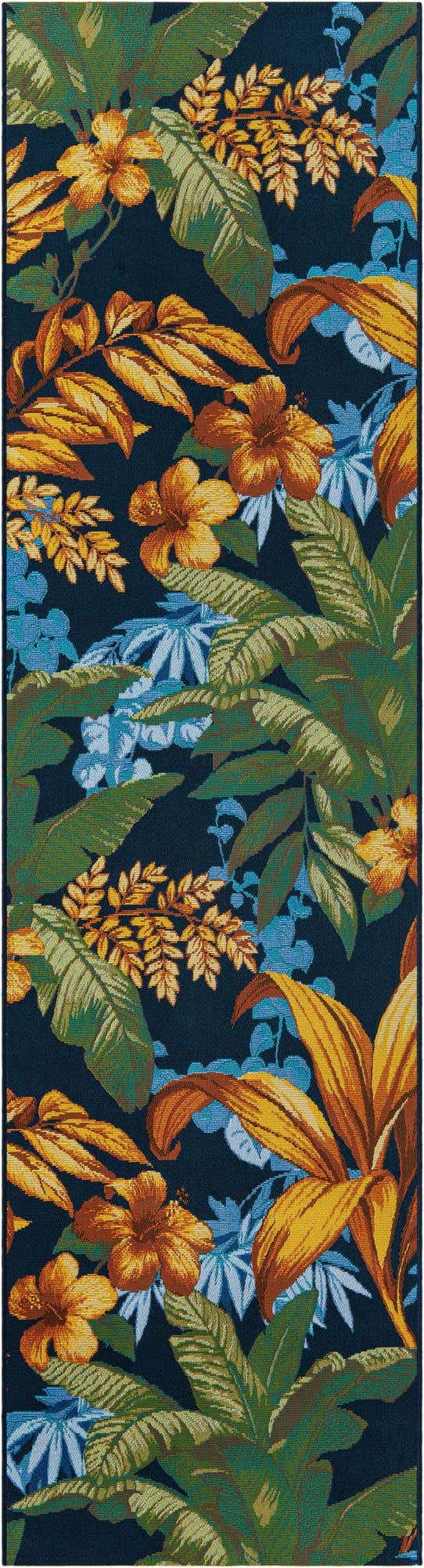 Multicolor 2' 7 x 10' Outdoor Botanical Runner Area Rug Weather Resistant for Patio, Deck, Terrace, Balcony, Porch Polypropylene Garden Floral Tropical Carpet for Sale at Rug Engine