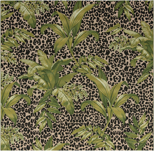 Green 10' x 10' Outdoor Botanical Square Area Rug Weather Resistant for Patio, Deck, Terrace, Balcony, Porch Polypropylene Garden Floral Tropical Carpet for Sale at Rug Engine