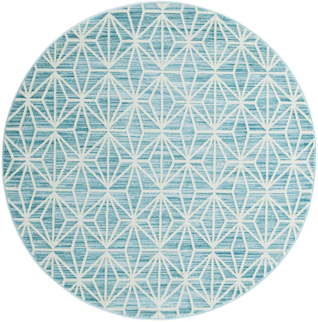 Blue 5' 3 x 5' 3 Jill Zarin Uptown Round Area Rug 70% Polypropylene & 30% Polyester Contemporary Carpet for Living, Dining, Office, Bedroom for Sale at Rug Engine