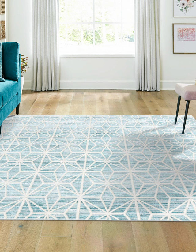 Blue 7' 10 x 7' 10 Jill Zarin Uptown Square Area Rug 70% Polypropylene & 30% Polyester Contemporary Carpet for Living, Dining, Office, Bedroom for Sale at Rug Engine