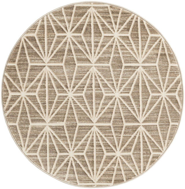 Brown 3' 3 x 3' 3 Jill Zarin Uptown Round Area Rug 70% Polypropylene & 30% Polyester Contemporary Carpet for Living, Dining, Office, Bedroom for Sale at Rug Engine