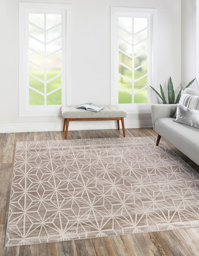 Brown 7' 10 x 7' 10 Jill Zarin Uptown Square Area Rug 70% Polypropylene & 30% Polyester Contemporary Carpet for Living, Dining, Office, Bedroom for Sale at Rug Engine
