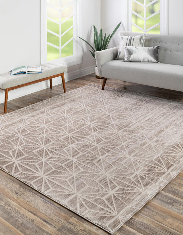 Brown 7' 10 x 7' 10 Jill Zarin Uptown Square Area Rug 70% Polypropylene & 30% Polyester Contemporary Carpet for Living, Dining, Office, Bedroom for Sale at Rug Engine