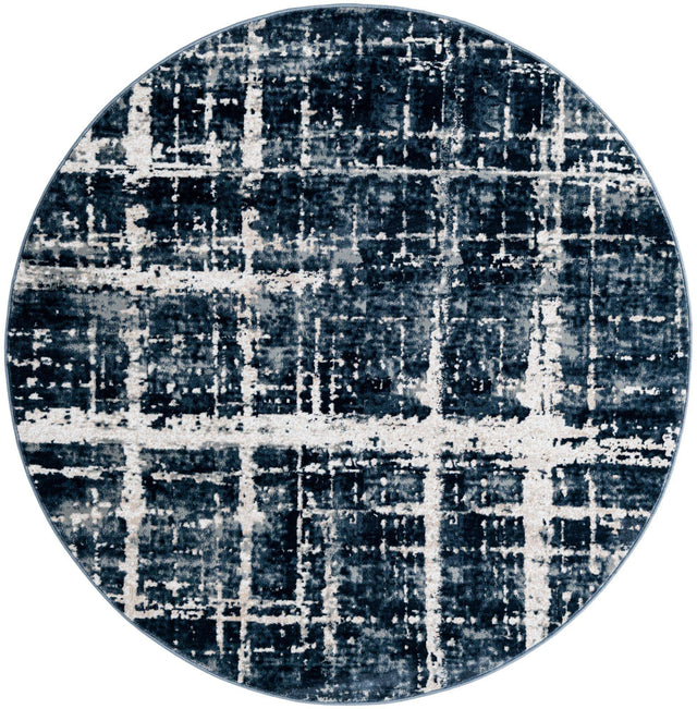Navy Blue 5' 3 x 5' 3 Jill Zarin Uptown Round Area Rug 70% Polypropylene & 30% Polyester Contemporary Carpet for Living, Dining, Office, Bedroom for Sale at Rug Engine