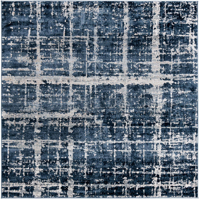 Navy Blue 7' 10 x 7' 10 Jill Zarin Uptown Square Area Rug 70% Polypropylene & 30% Polyester Contemporary Carpet for Living, Dining, Office, Bedroom for Sale at Rug Engine