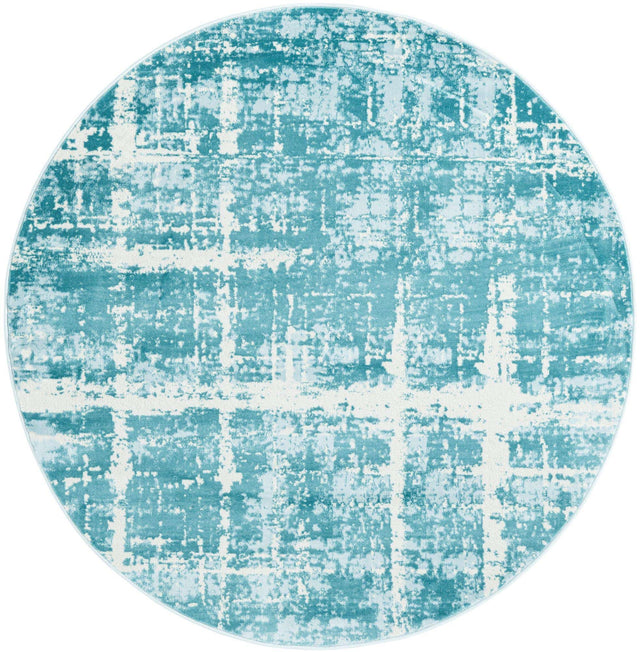Turquoise 5' 3 x 5' 3 Jill Zarin Uptown Round Area Rug 70% Polypropylene & 30% Polyester Contemporary Carpet for Living, Dining, Office, Bedroom for Sale at Rug Engine