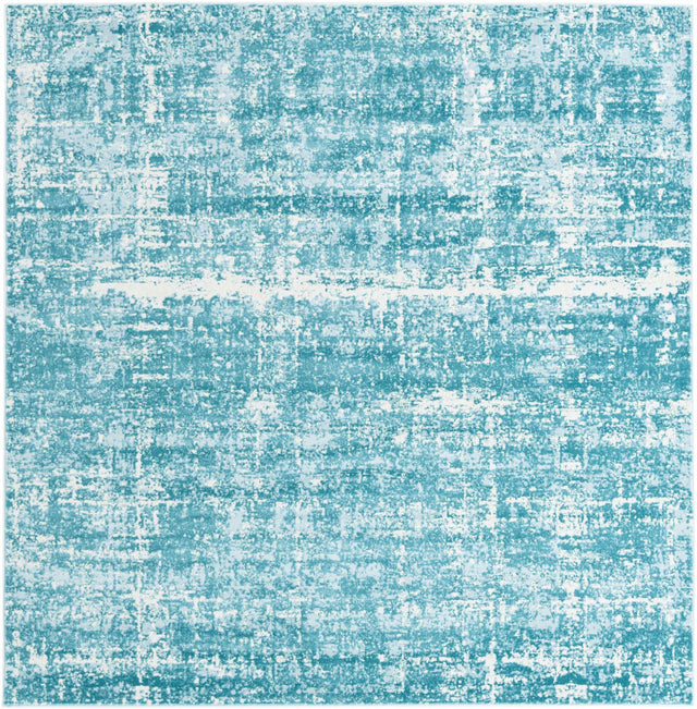 Turquoise 7' 10 x 7' 10 Jill Zarin Uptown Square Area Rug 70% Polypropylene & 30% Polyester Contemporary Carpet for Living, Dining, Office, Bedroom for Sale at Rug Engine