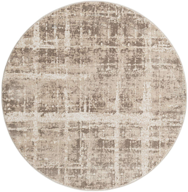 Light Brown 5' 3 x 5' 3 Jill Zarin Uptown Round Area Rug 70% Polypropylene & 30% Polyester Contemporary Carpet for Living, Dining, Office, Bedroom for Sale at Rug Engine