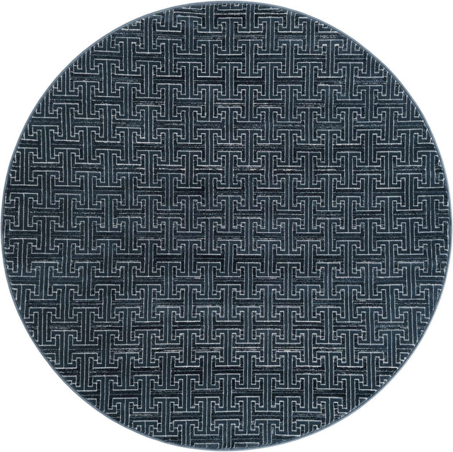 Navy Blue 5' 3 x 5' 3 Jill Zarin Uptown Round Area Rug 70% Polypropylene & 30% Polyester Contemporary Carpet for Living, Dining, Office, Bedroom for Sale at Rug Engine
