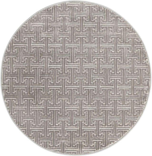 Gray 3' 3 x 3' 3 Jill Zarin Uptown Round Area Rug 70% Polypropylene & 30% Polyester Contemporary Carpet for Living, Dining, Office, Bedroom for Sale at Rug Engine
