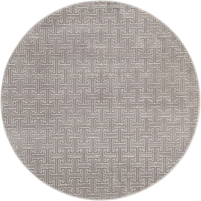 Gray 5' 3 x 5' 3 Jill Zarin Uptown Round Area Rug 70% Polypropylene & 30% Polyester Contemporary Carpet for Living, Dining, Office, Bedroom for Sale at Rug Engine