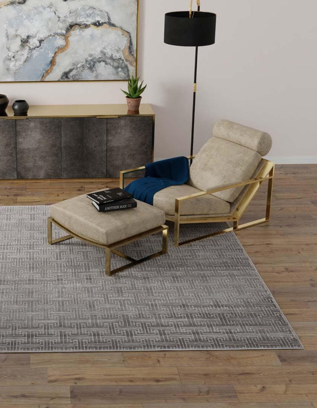 Gray 7' 10 x 7' 10 Jill Zarin Uptown Square Area Rug 70% Polypropylene & 30% Polyester Contemporary Carpet for Living, Dining, Office, Bedroom for Sale at Rug Engine