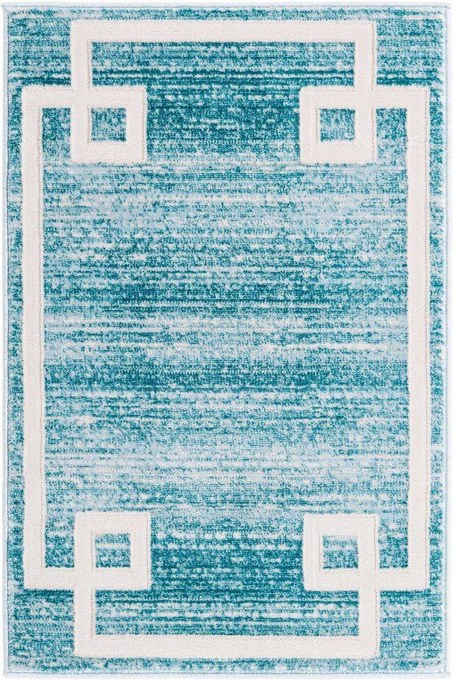 Turquoise 2' x 3' 1 Jill Zarin Uptown Rectangle Area Rug 70% Polypropylene & 30% Polyester Contemporary Carpet for Living, Dining, Office, Bedroom for Sale at Rug Engine