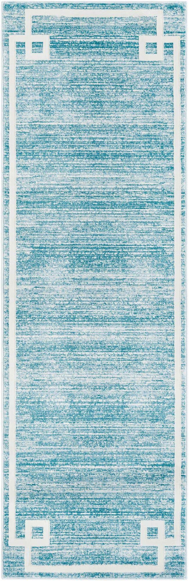 Turquoise 2' 7 x 8' Jill Zarin Uptown Runner Area Rug 70% Polypropylene & 30% Polyester Contemporary Carpet for Living, Dining, Office, Bedroom for Sale at Rug Engine